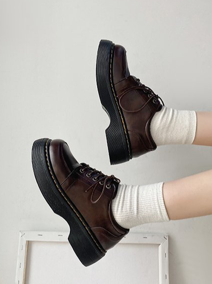 

Pu Leather Vintage Plain Flats, Deep brown, Flats