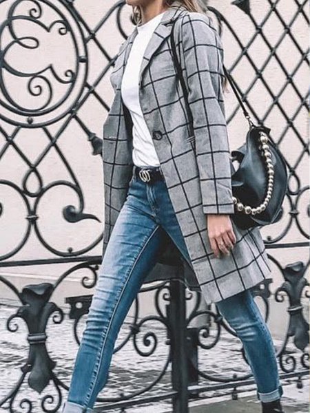 

Flat Collar Outerwear, Gray, Coats