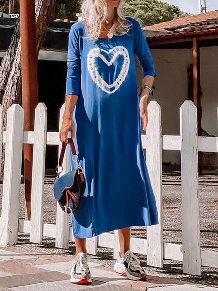 

Casual Crew Neck Dresses, Blue, Maxi Dresses