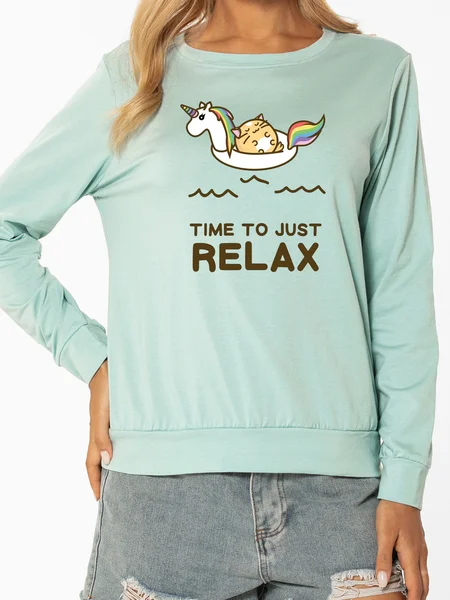 

Unocis Time To Just Relax Crew Neck Sweatshirt, Green, Sweatshirts