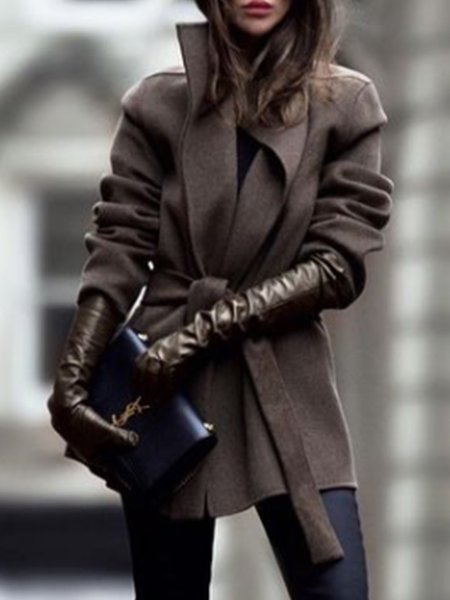 

Elegant Loosen Lapel Outerwear, Coffee, Coats