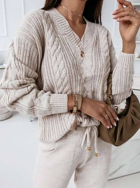 

Jacquard Wool/Knitting Casual Sweater, Apricot, Sweaters & Cardigans