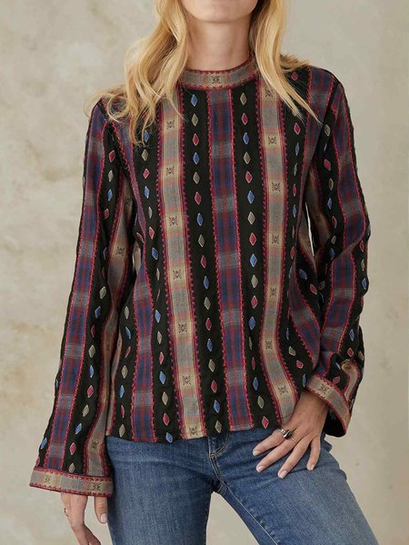 

Crew Neck Casual Tribal Shirts & Tops, Multicolor, Tops