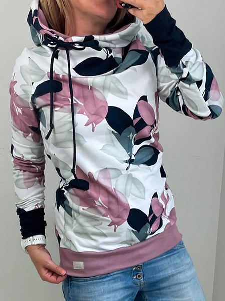 

Plus size Floral Casual Hooded Sweatshirt, Multicolor, Hoodies & Sweatshirts