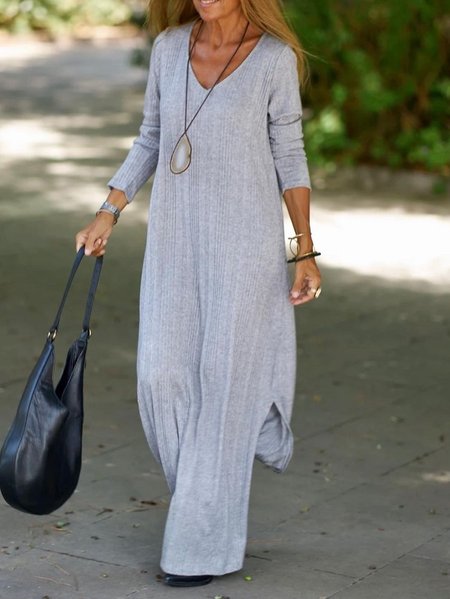 

Cotton Casual Dresses, Gray, Maxi Dresses