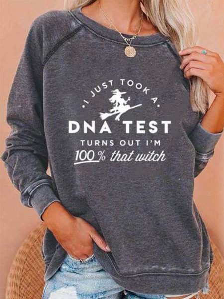 

Casual Long Sleeve Crew Neck Printed Sweatshirts, Deep gray, Hoodies & Sweatshirts
