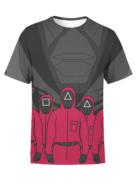 

Round Neck Short Sleeve Shirts & Tops, As picture, Men's t-shirts