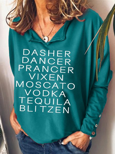 

Dasher Dancer Women's Funny Drinking Christmas Casual Sweatshirt, Green, Hoodies&Sweatshirts