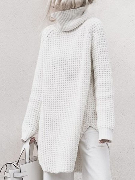 

Vintage Work Daily Household Casual Sweater, White, Pullovers