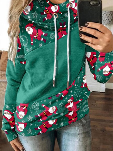 

Casual Long Sleeve Printed Sweatshirt, Green, Hoodies & Sweatshirts