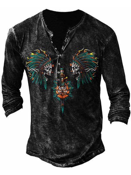 

Long Sleeve Henley Shirts & Tops, As picture, T-shirt