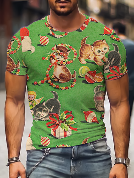 

Crew Neck Short Sleeve Shirts & Tops, Green, Men's t-shirts