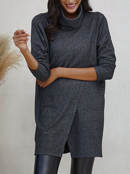 

Plain Loosen Casual Shirts & Tops, Deep gray, Tees & T-shirts