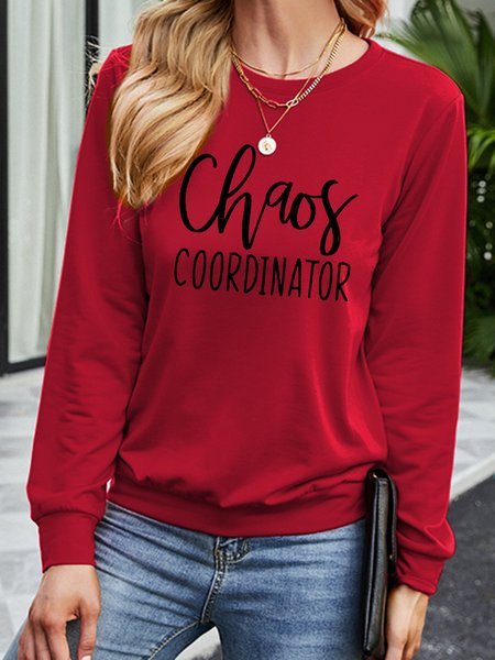 

chaos coordinator Regular Fit Letter Casual Sweatshirts, Red, Hoodies&Sweatshirts