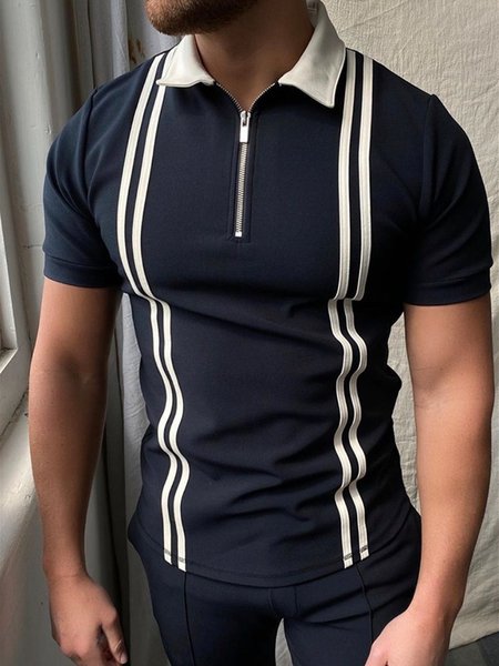 

Geometric Vintage Lapel Shirts & Tops, As picture, Men's t-shirts