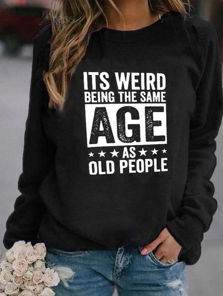 

Long Sleeve Crew Neck Letter Casual Sweatshirt, Black, Hoodies & Sweatshirts