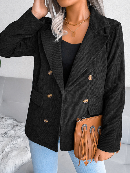 

Casual Loosen Corduroy Outerwear, Black, Coats & Jackets