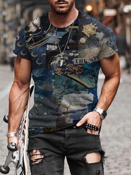 

Starry Sky Casual Shirts & Tops, As picture, Men's t-shirts