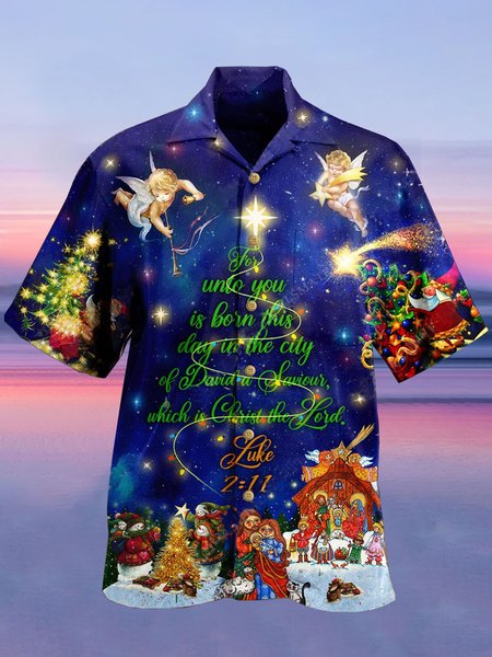 

Short Sleeve Shirt Collar Casual Shirts & Tops, As picture, Men's Floral shirt