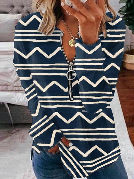 

Casual Striped Sweatshirt, Blue, Hoodies & Sweatshirts