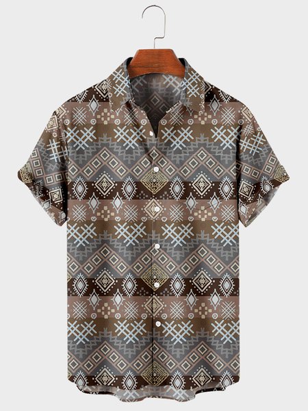 

Short Sleeve Shirt Collar Shirts, Aqua, Men's Floral shirt