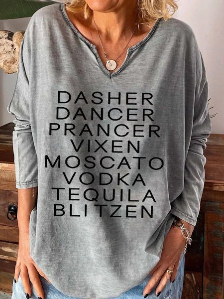 

Dasher Dancer Women's Funny Drinking Christmas Casual Shirts & Tops, Gray, Hoodies&Sweatshirts