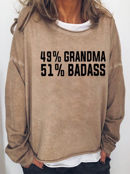 

49% Grandma 51% Badass Tee49% Women's long sleeve sweatshirt, Light brown, Hoodies&Sweatshirts