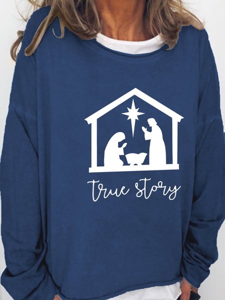 

True Story Cotton Blends Sweatshirts, Deep blue, Hoodies&Sweatshirts