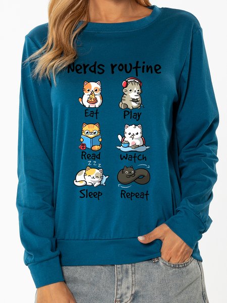 

Unocis Fun Printed Crew Neck Sweatshirts, Blue, Sweatshirts