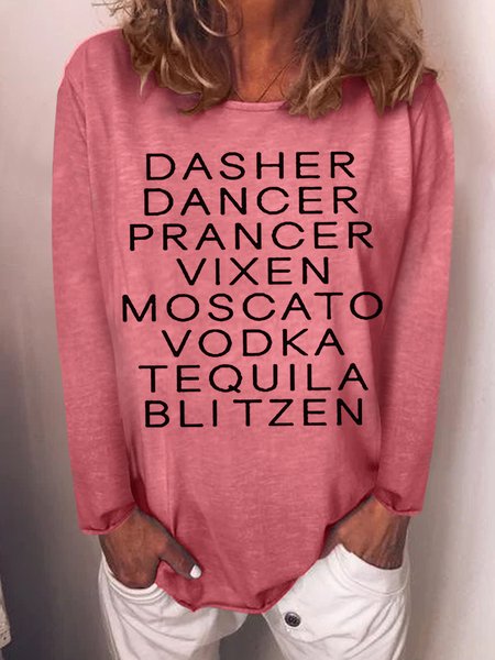 

Dasher Dancer Women's Funny Drinking Christmas Casual Shirts & Tops, Red, Hoodies&Sweatshirts