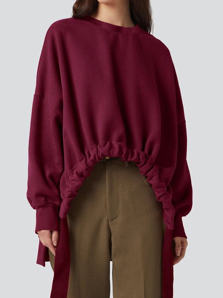 

Long sleeve Solid Crew Neck Sweatshirt, Wine red, Hoodies and Sweatshirts