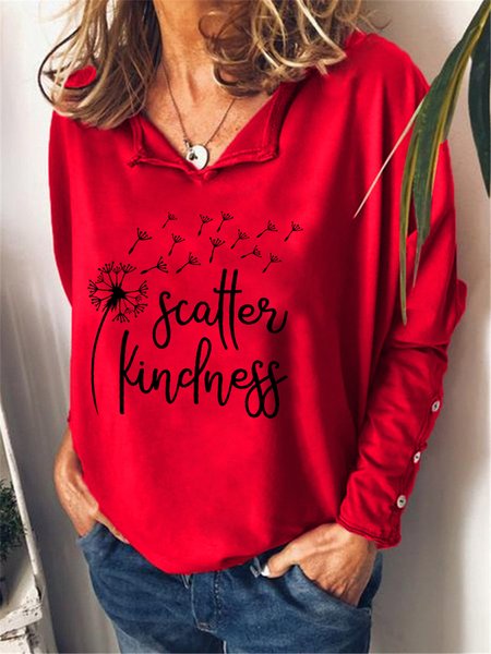 

Scatter Kindness Dandelion Casual V Neck Sweatshirt, Red, Hoodies&Sweatshirts