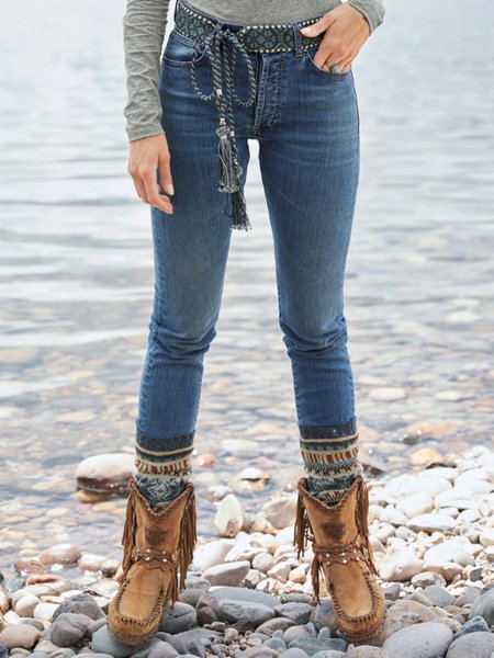 

Denim Casual Pants, Blue, Pants