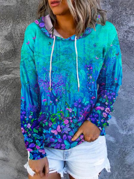 

Butterflies Hooded Sweatshirt, As picture, Hoodies&Sweatshirts