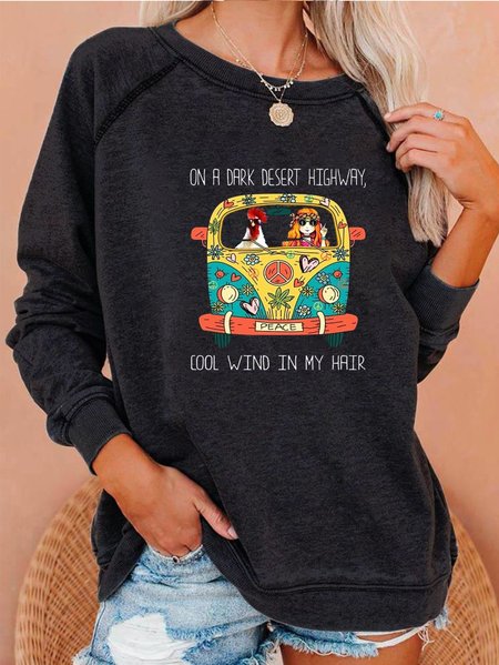 

Cool Wind In My Hair Round Neck Sweatershirt, Black, Hoodies&Sweatshirts