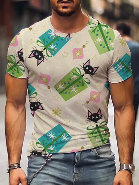 

Vacation Short Sleeve Crew Neck Shirts & Tops, Multicolor, Men's t-shirts