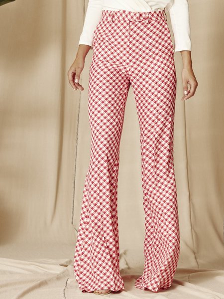 

Regular fit Grid Work Long Pants, As picture, Straight Leg Pants