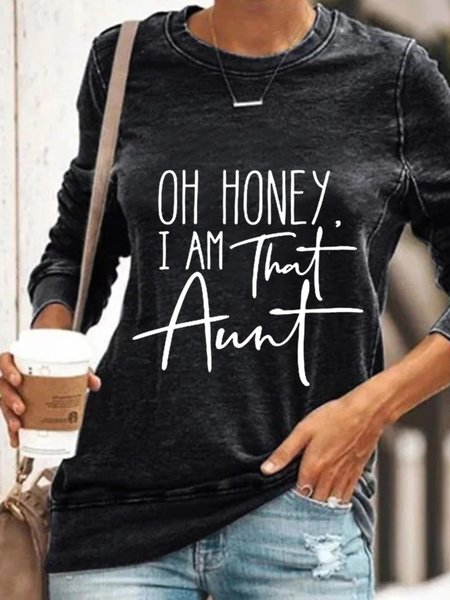 

Casual Long Sleeve Round Neck Plus Size Printed Tops Sweatshirts, Deep gray, Hoodies & Sweatshirts