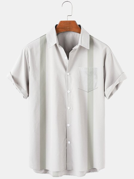 

Men's New Style Stitching Color Short Sleeve Casual Loose Shirt, White, Men's shirts