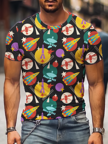 

Short Sleeve Crew Neck Shirts & Tops, Multicolor, Men's t-shirts