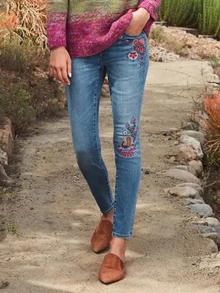 

Floral Pants, Blue, Pants