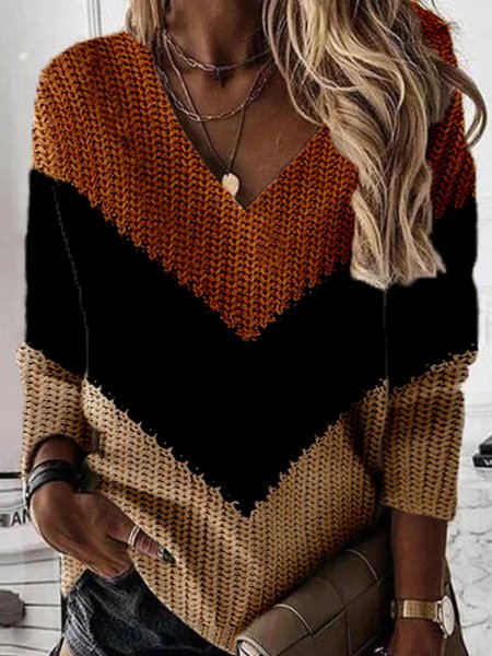 Lana/Maglieria Casuale Allentare Maglione, Multicolore, Sweater