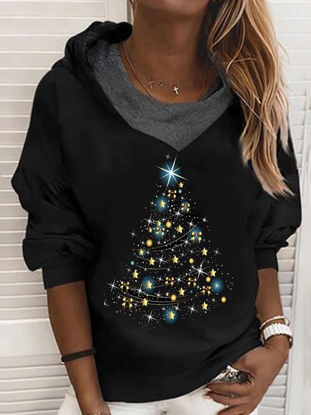 

Christmas Hooded Geometric Casual Sweatshirt, Black, Sweatshirts & Hoodies