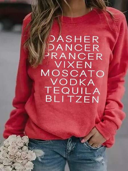 

Dasher Dancer Women's Funny Drinking Christmas Casual Sweatshirt, Red, Hoodies&Sweatshirts