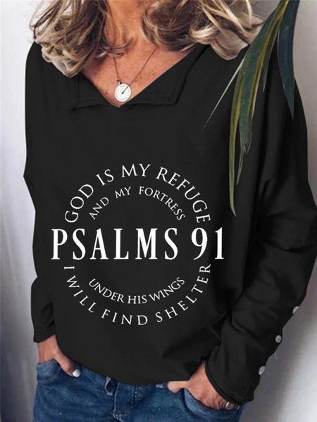 

Casual Long Sleeve Plus Size Printed Tops T-shirts, Black, T-Shirts