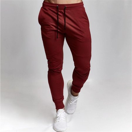 

Plain Casual Elastic waist Pants, Wine red, Pants