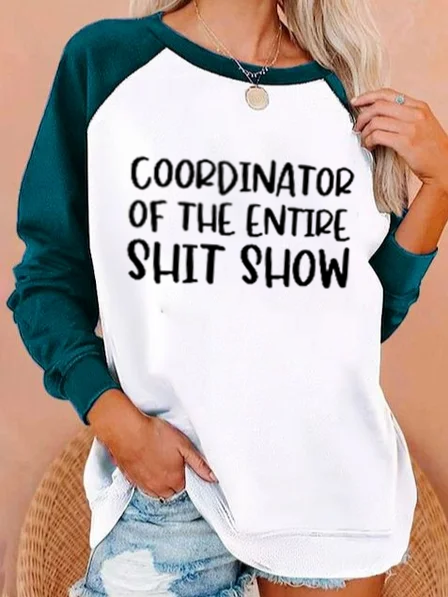 

COORDINATOR OF THE SHIT SHOW Letter Cotton Blends Sweatshirt, White, Sweatshirts & Hoodies