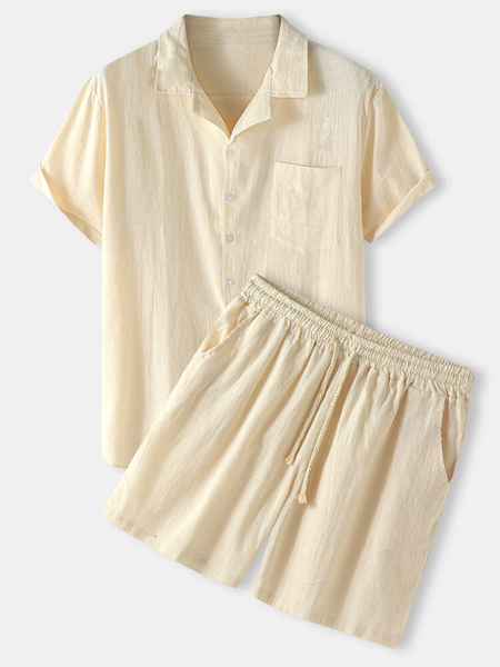 

Cotton And Linen Vintage Suits, Apricot, Men's sets