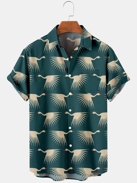 

Shirt Collar Short Sleeve Casual Shirts, As picture, Men's Floral shirt