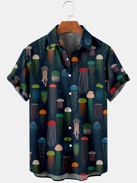 

Animal Short Sleeve Shirts & Tops, As picture, Men's Floral shirt